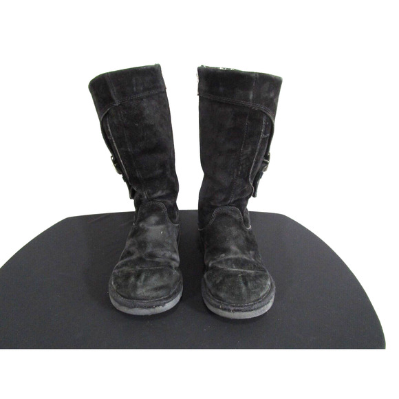 UGG Australia 5132 Cargo III Black Suede Sheepskin Lined Tall Boot Women Sz 6 - Picture 2 of 12
